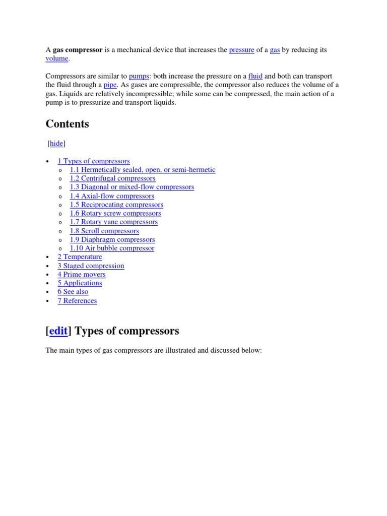 Types of Gas Compressors Explained | PDF | Gas Compressor | Gases
