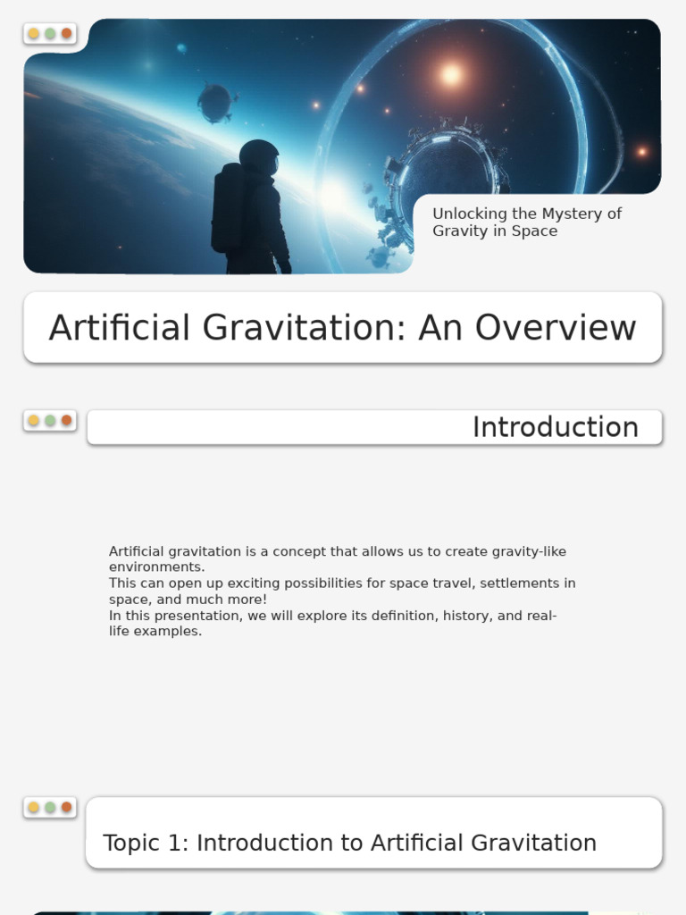 Artificial Gravitation in Space Exploration | PDF | Gravity | Space