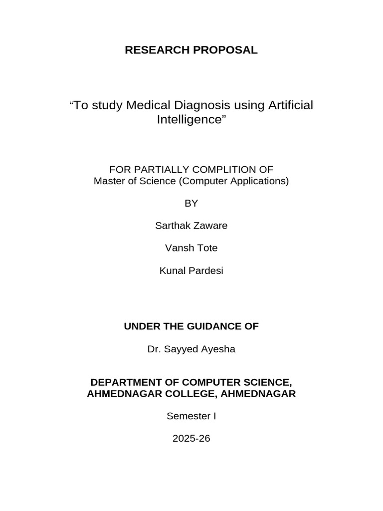 AI in Medical Diagnosis Research Proposal | PDF | Medical Diagnosis ...