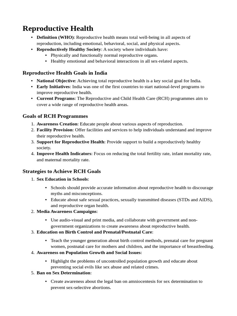 Reproductive Health Goals and Strategies in India | PDF | Infertility ...