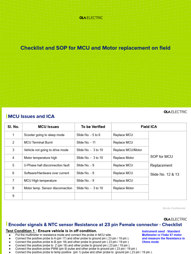 MCU and Motor Replacement SOP Checklist | PDF | Computer Engineering ...