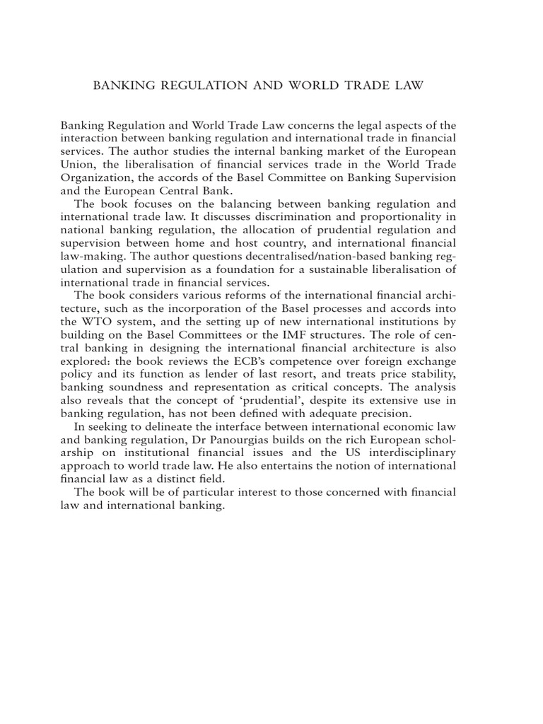 Banking Regulation and Trade Law Insights | PDF | Banks | European ...