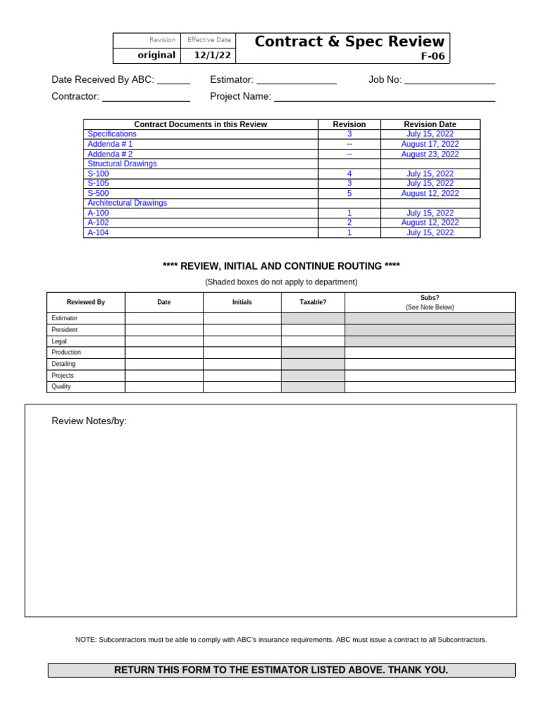 contract-spec-review-date-received-by-abc-estimator-job-no