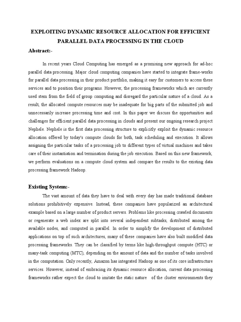 Exploiting Dynamic Resource Allocation For Efficient Parallel Data ...