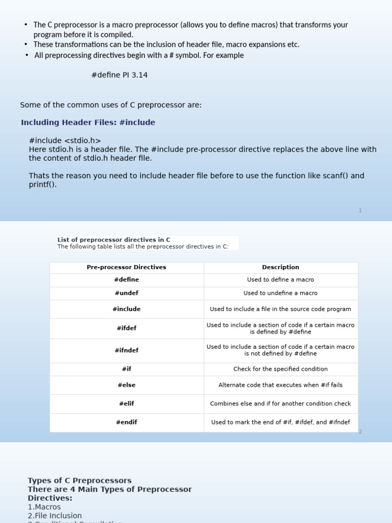C Preprocessor Directives Explained | PDF | Variable (Computer Science ...
