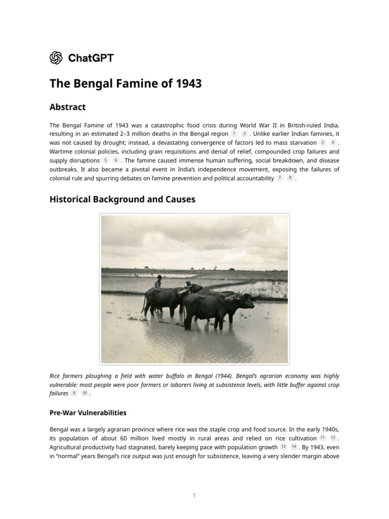The Bengal Famine of 1943 | PDF | Famine | British Raj