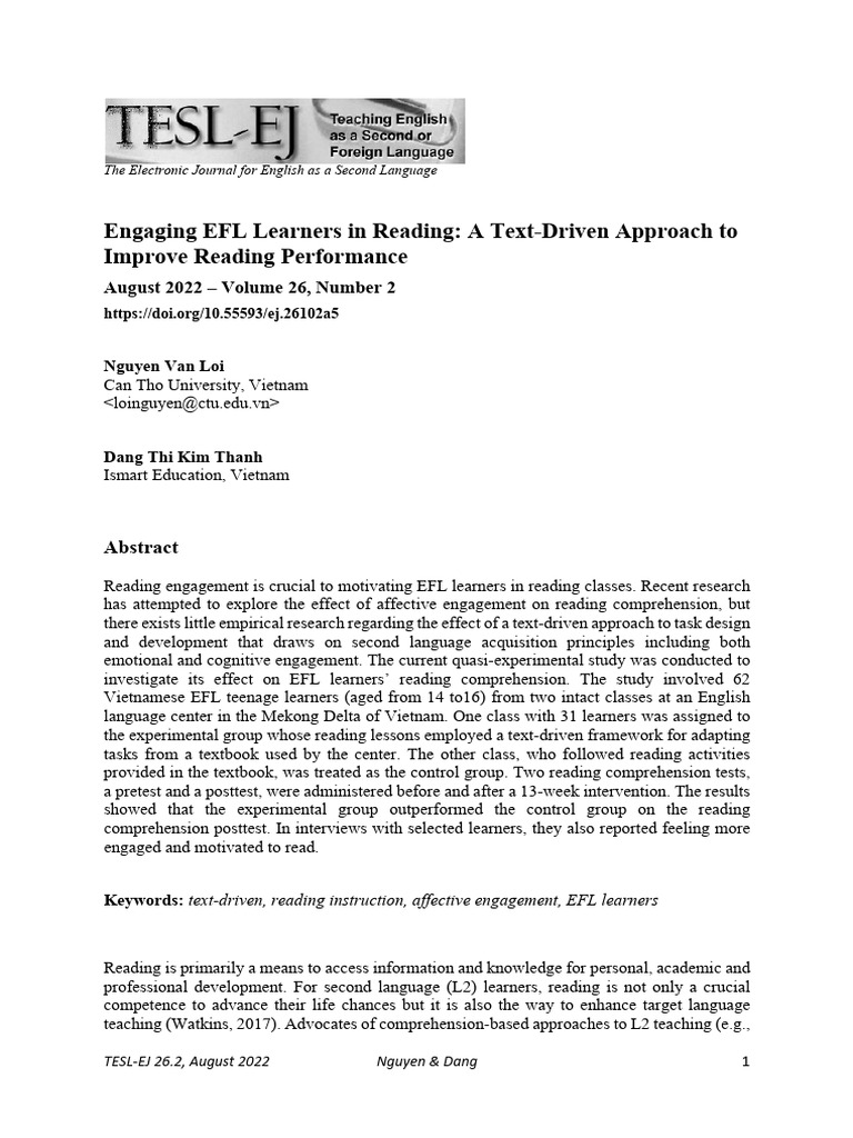 Ej 1360975 | PDF | English As A Second Or Foreign Language | Reading ...