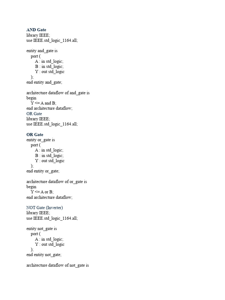 VHDL Logic Gates and Adders Guide | PDF | Vhdl | Software Engineering