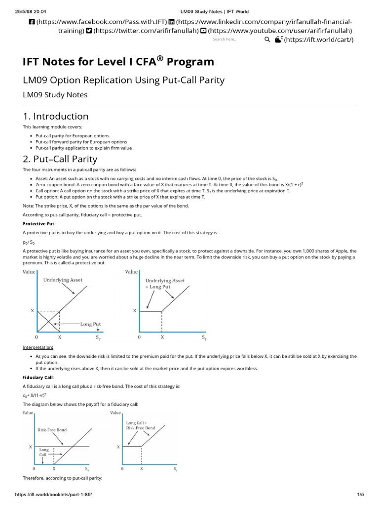 LM09 Option Replication Using Put-Call Parity | PDF | Put Option ...