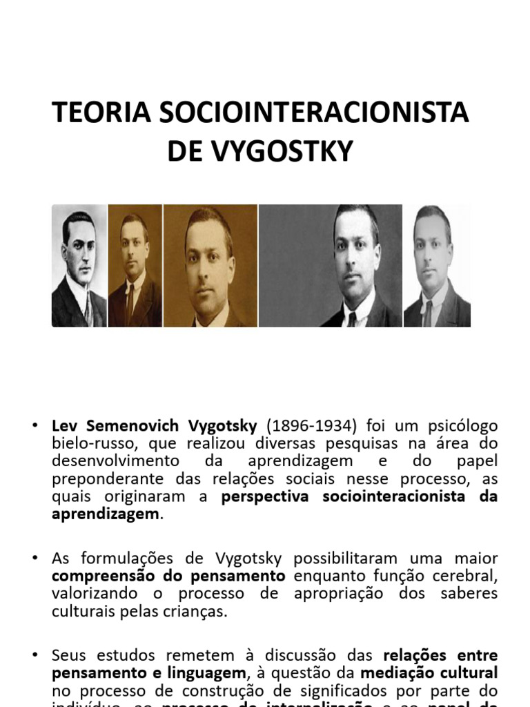 Teoria Sociointeracionista de Vygotsky | PDF | Aprendizado | Psicologia