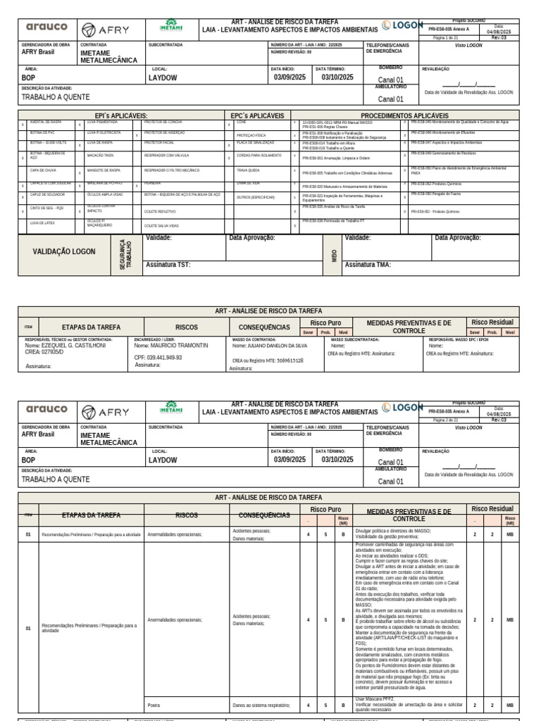 Análise de Risco e Segurança no Trabalho | PDF | Relâmpago | Segurança