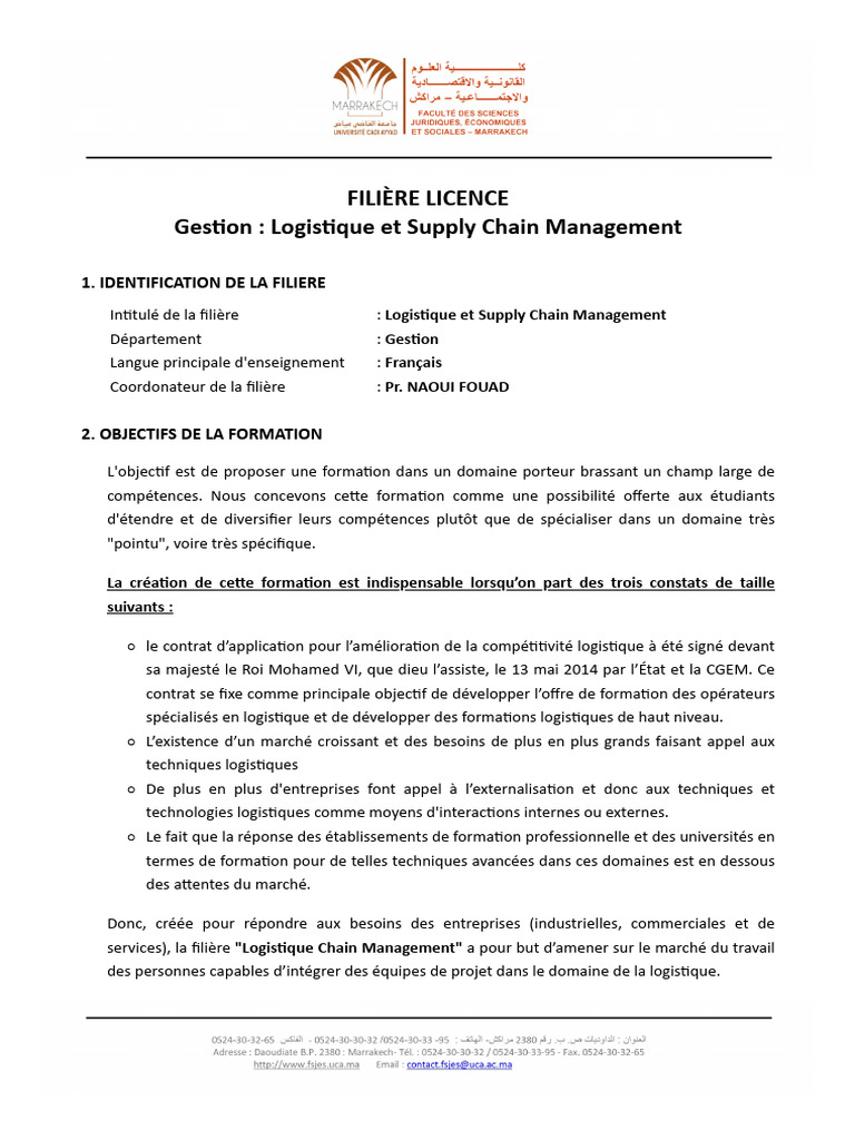 Licence en Logistique et Supply Chain | PDF | Logistique | Gestion de ...
