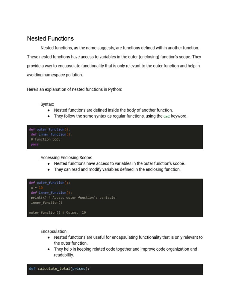 Understanding Nested and Lambda Functions | PDF | Anonymous Function ...