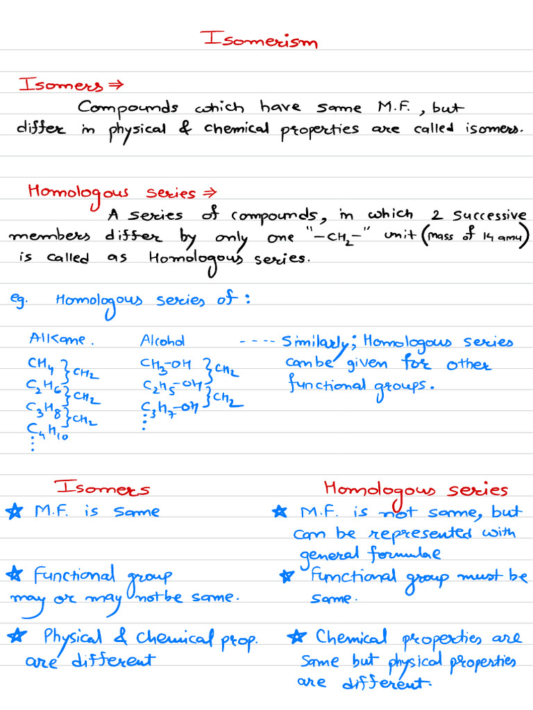 Understanding Isomerism and Homologous Series | PDF | Isomer | Organic ...