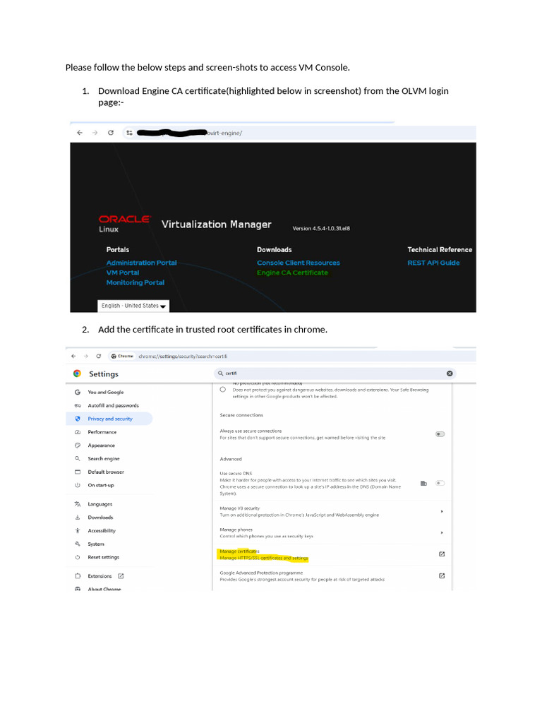 Accessing VM Console in OLVM | PDF