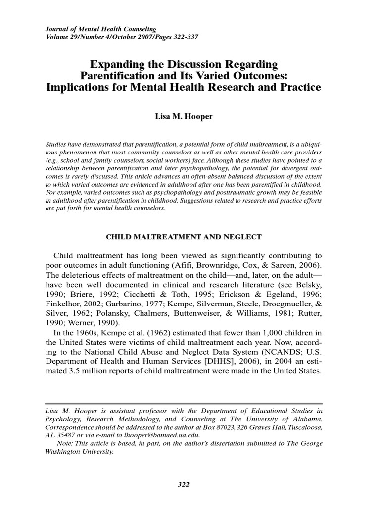 Parentification: Impacts on Mental Health | PDF | Psychological Trauma ...