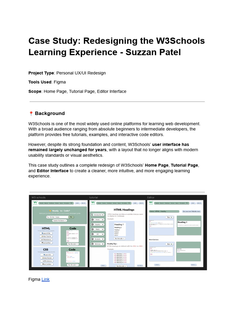 W3Schools UX/UI Redesign Case Study | PDF | Page Layout | User Interface