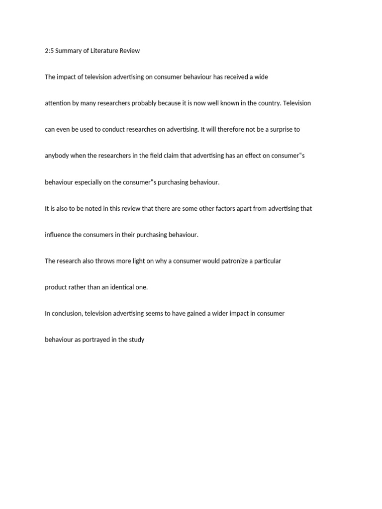 Impact of TV Advertising on Consumer Behavior | PDF