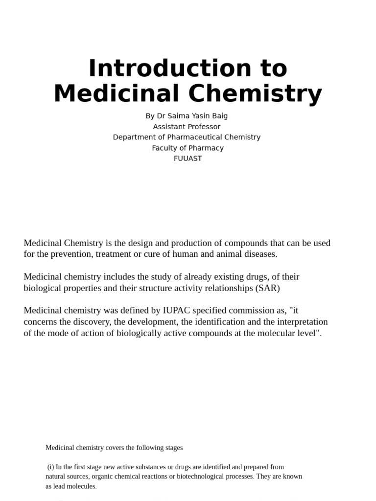 Overview of Medicinal Chemistry | PDF | Medicinal Chemistry | Chemistry