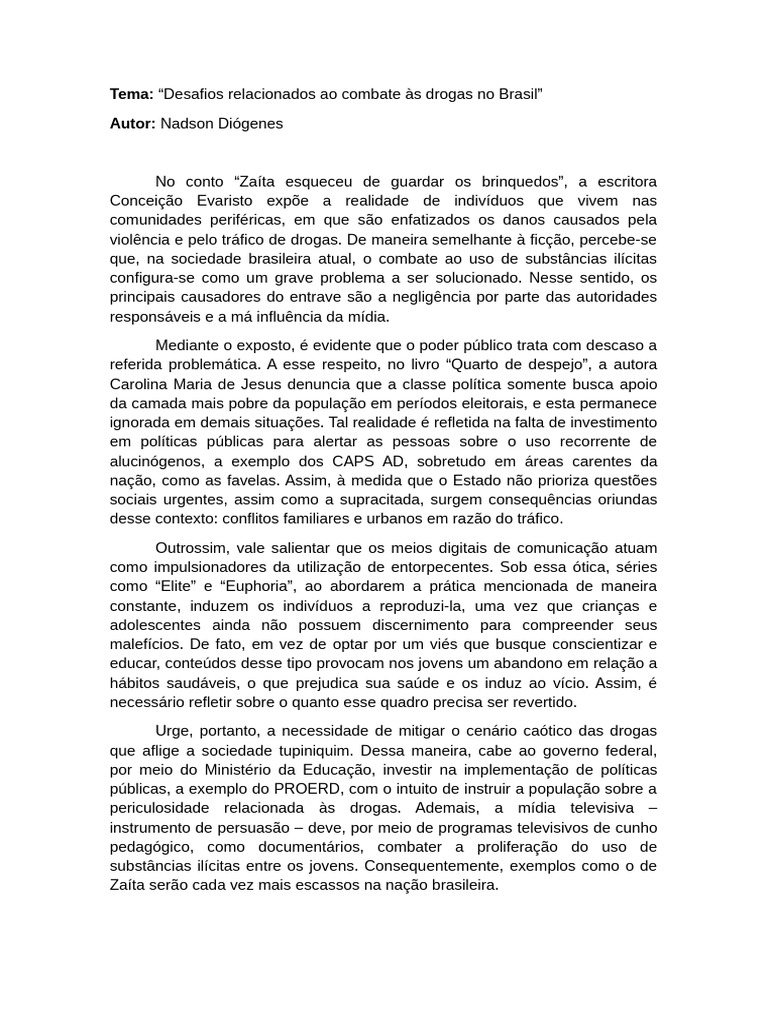 Desafios do Combate às Drogas no Brasil | PDF | Drogas | Violência