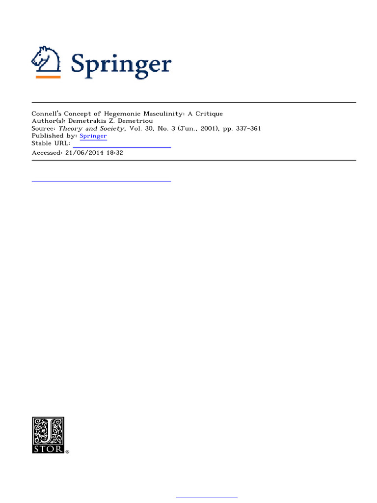 Critique of Hegemonic Masculinity Theory | PDF | Masculinity | Gender