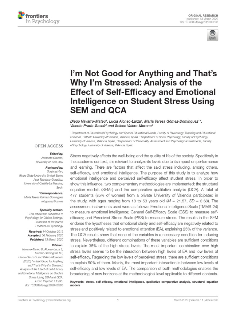 Impact of Self-Efficacy on Student Stress | PDF | Self Efficacy ...