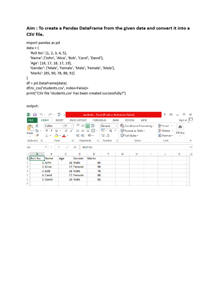 Create and Manipulate Pandas DataFrame | PDF