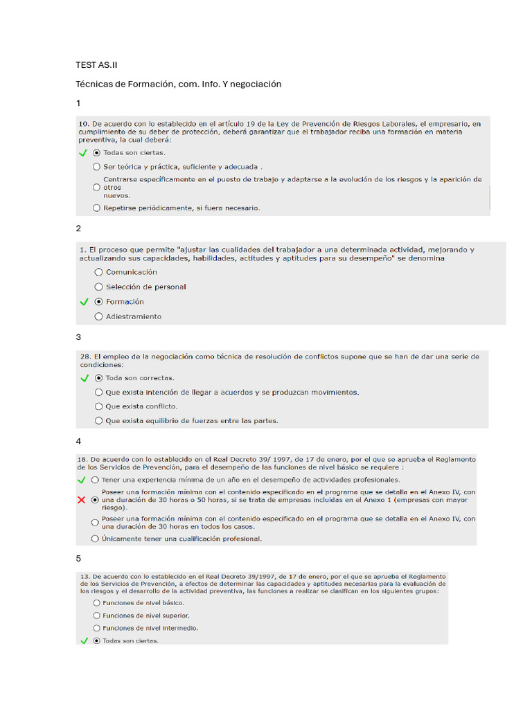 TEST 7 Gestión de La PRL - Solución | PDF