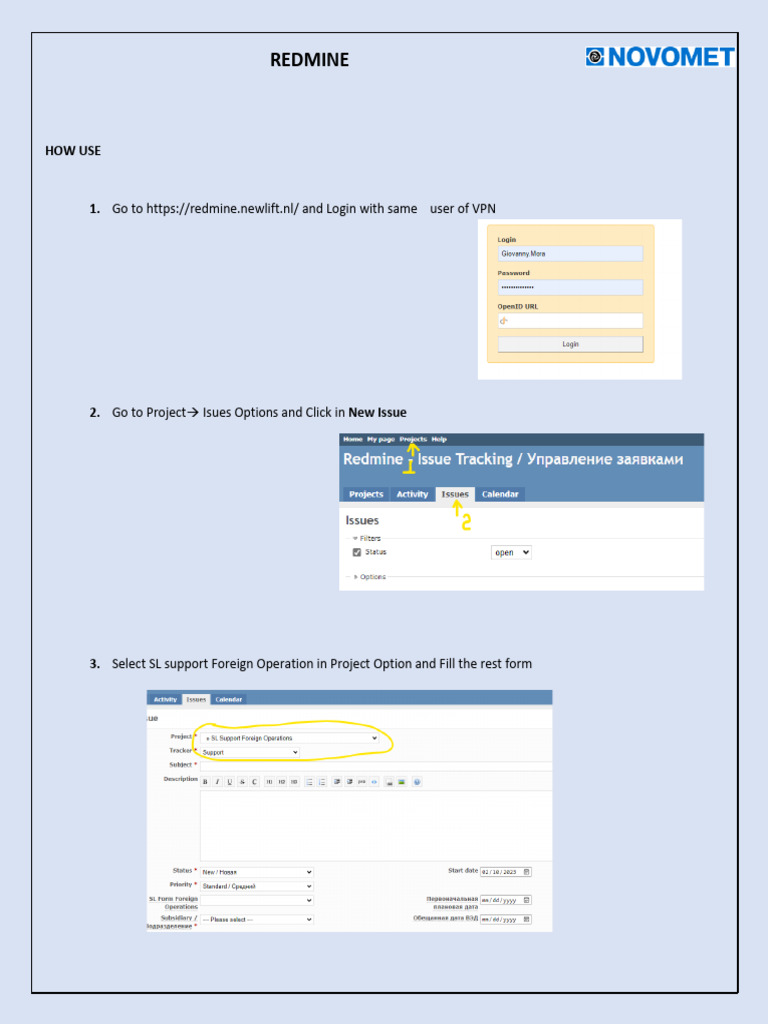 Redmine Guide: Creating New Issues | PDF