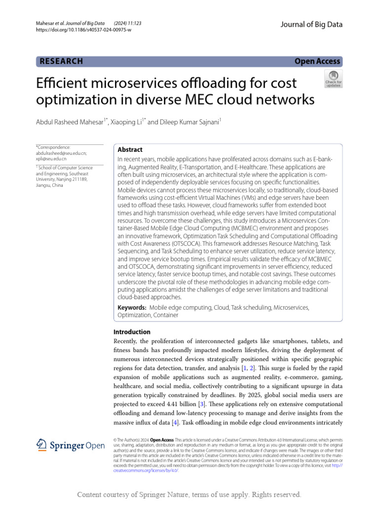 Efficient Microservices Offloading For Cost Optimi | PDF | Cloud ...