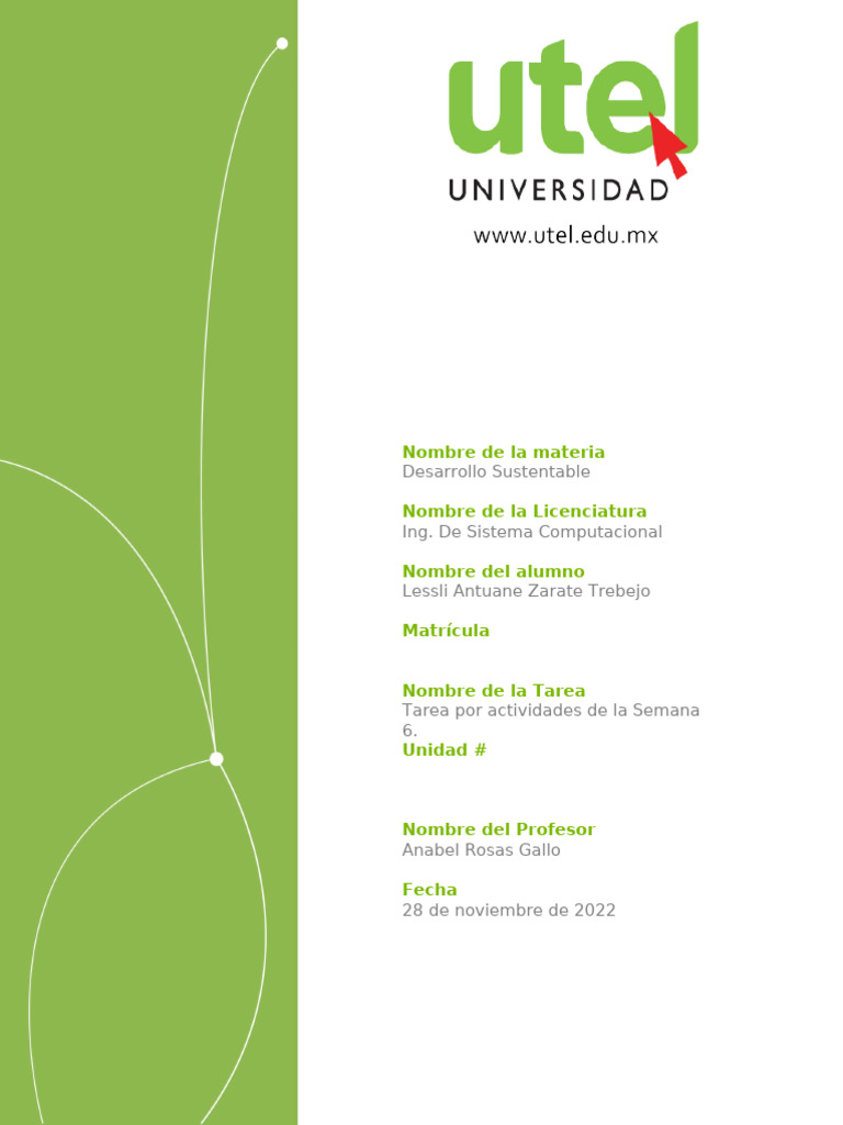 Lessli Zarate Actividad6 Semana6 | PDF | Biomasa | Sustentabilidad