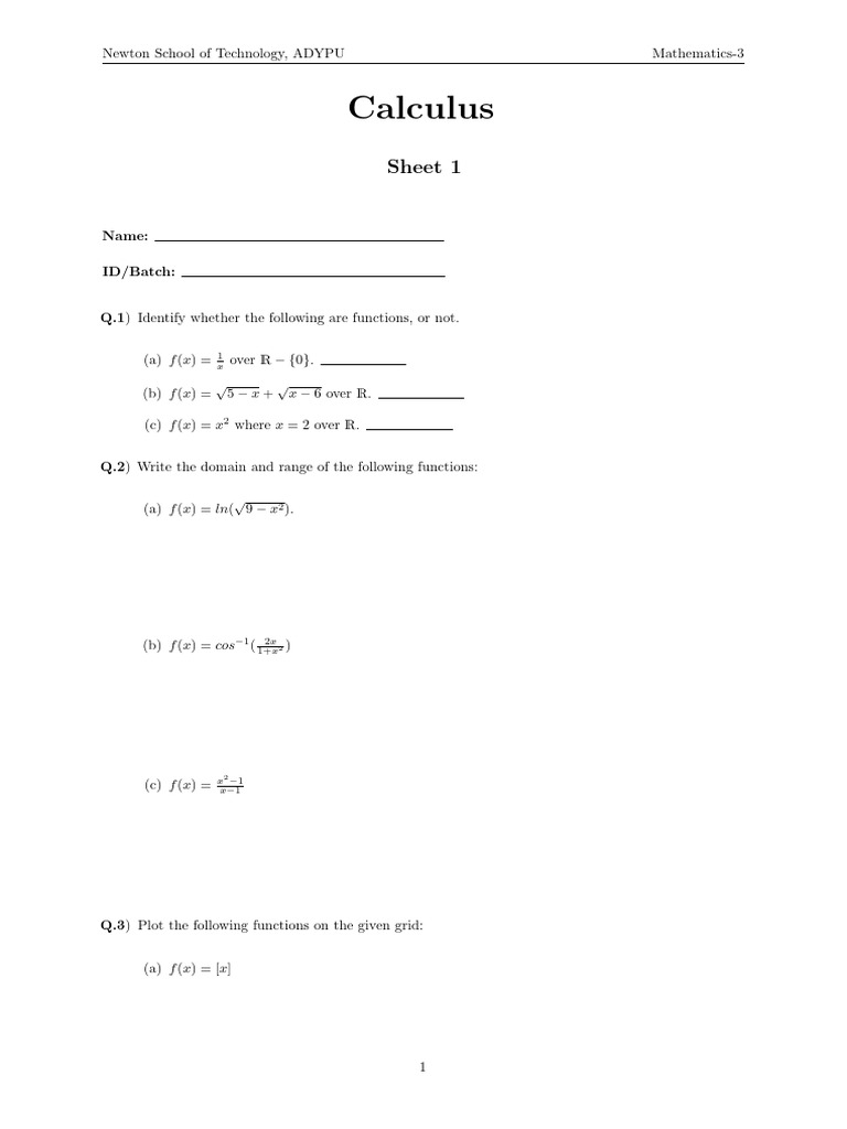 Calculus Functions and Graphs Exercises | PDF | Calculus | Analysis