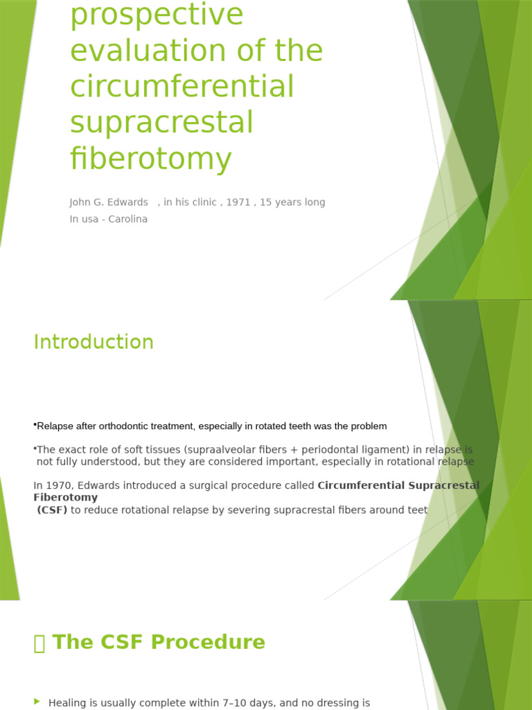 Circumferential Supracrestal Fiberotomy Study | PDF | Orthodontics | Mouth