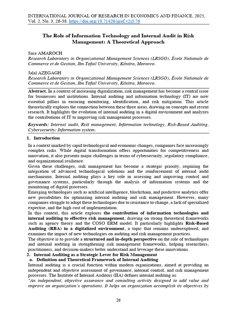 IT and Internal Audit in Risk Management | PDF | Internal Audit | Audit