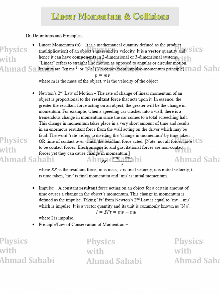 Momentum and Collision Principles Explained | PDF | Momentum | Force
