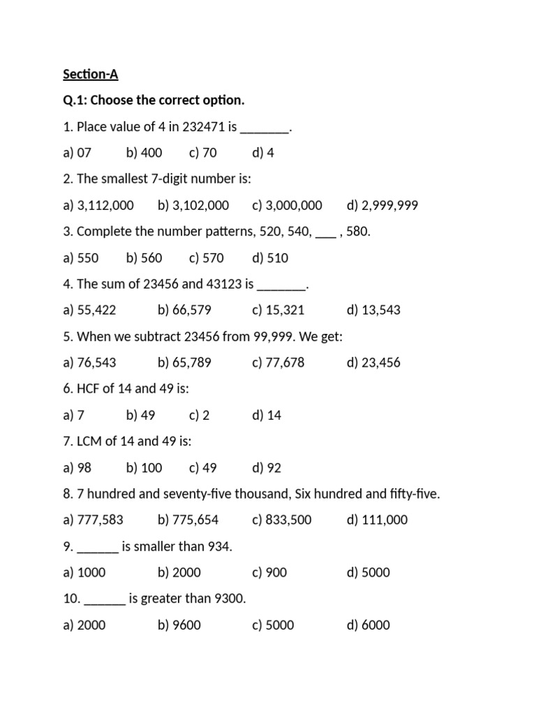 Greenwich School Class 5th Maths | PDF