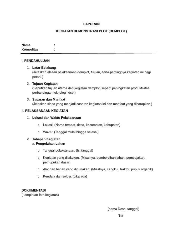 Laporan Kegiatan Demplot Pertanian | PDF