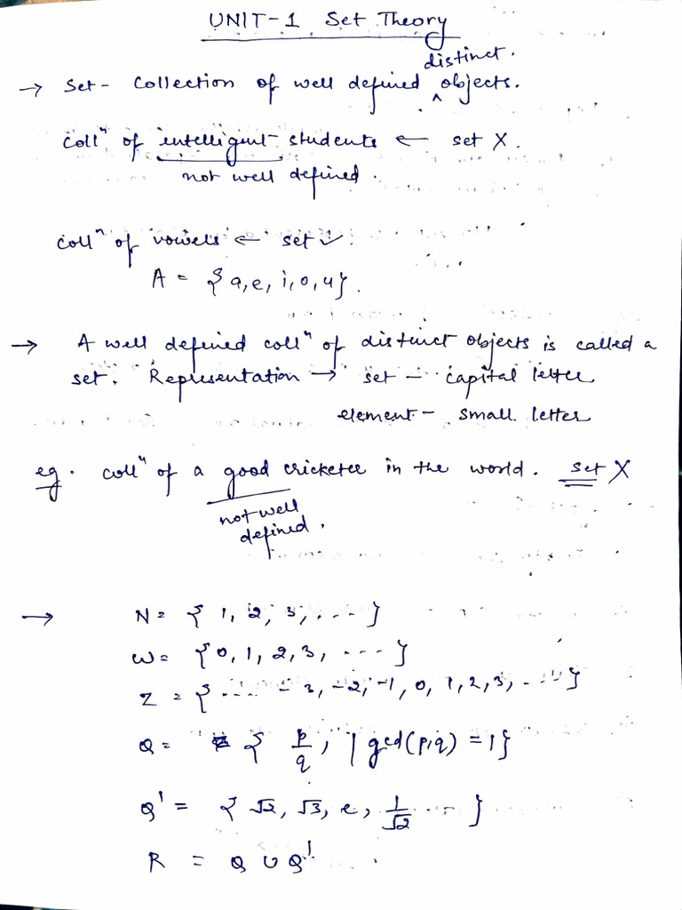 Maths - Unit 1 Set Theory | PDF