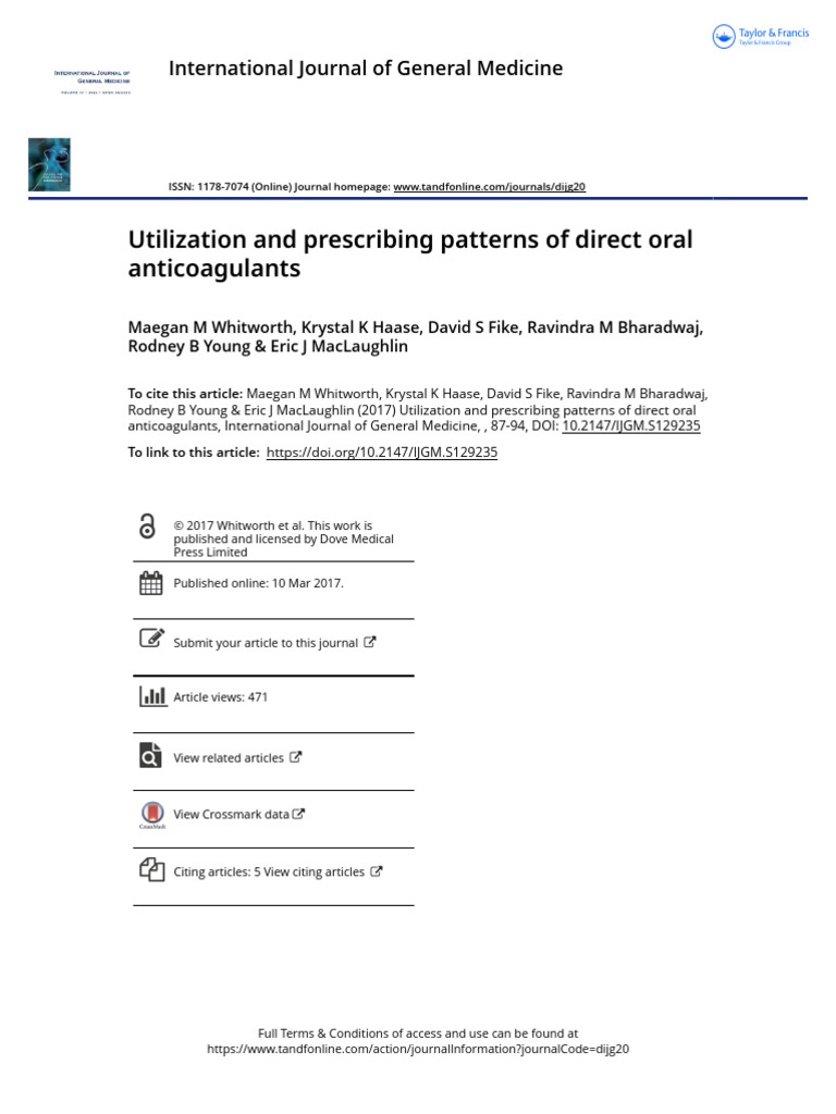 DOAC Utilization and Prescribing Patterns | PDF | Thrombosis | Medicine