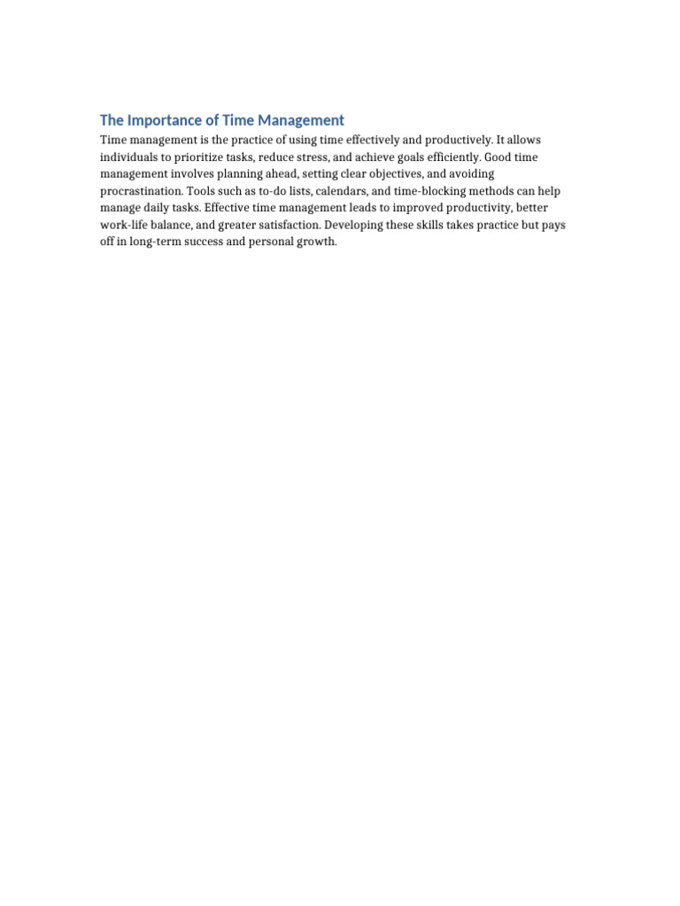 Mastering Time Management Skills | PDF