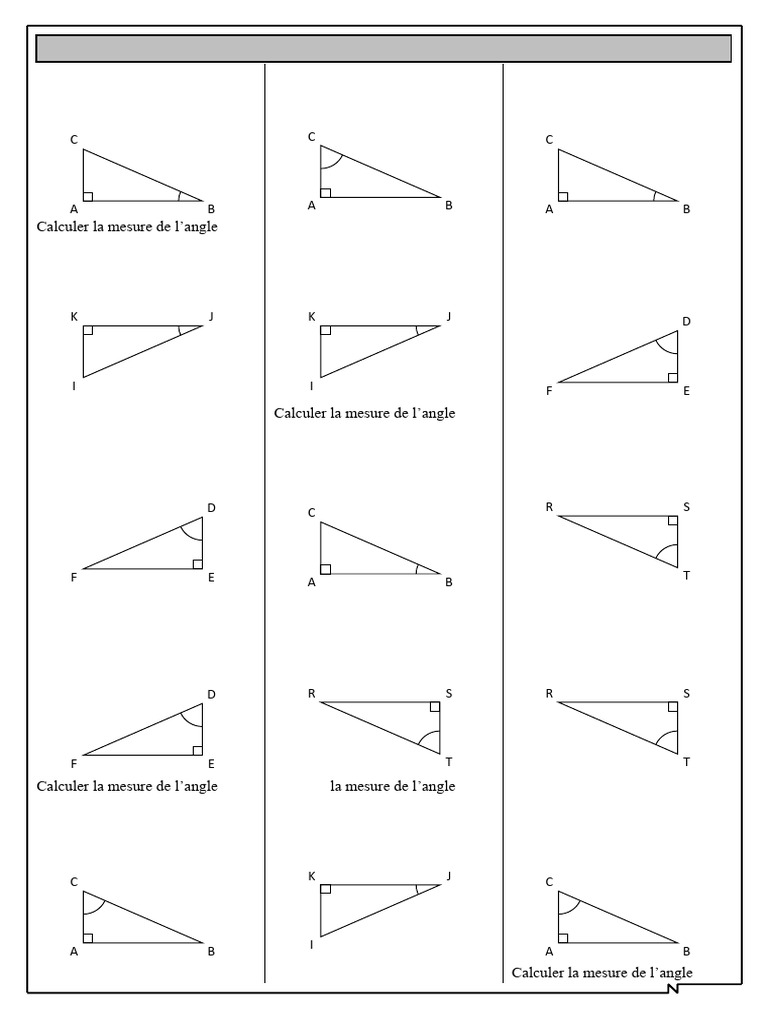 Exercices de triangles rectangles 4D | PDF | Triangle | Orthogonalité