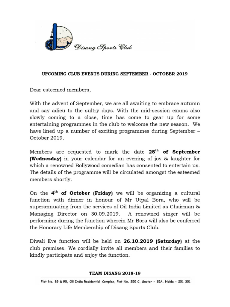 Disang Activities Sep-Oct 2019 | PDF