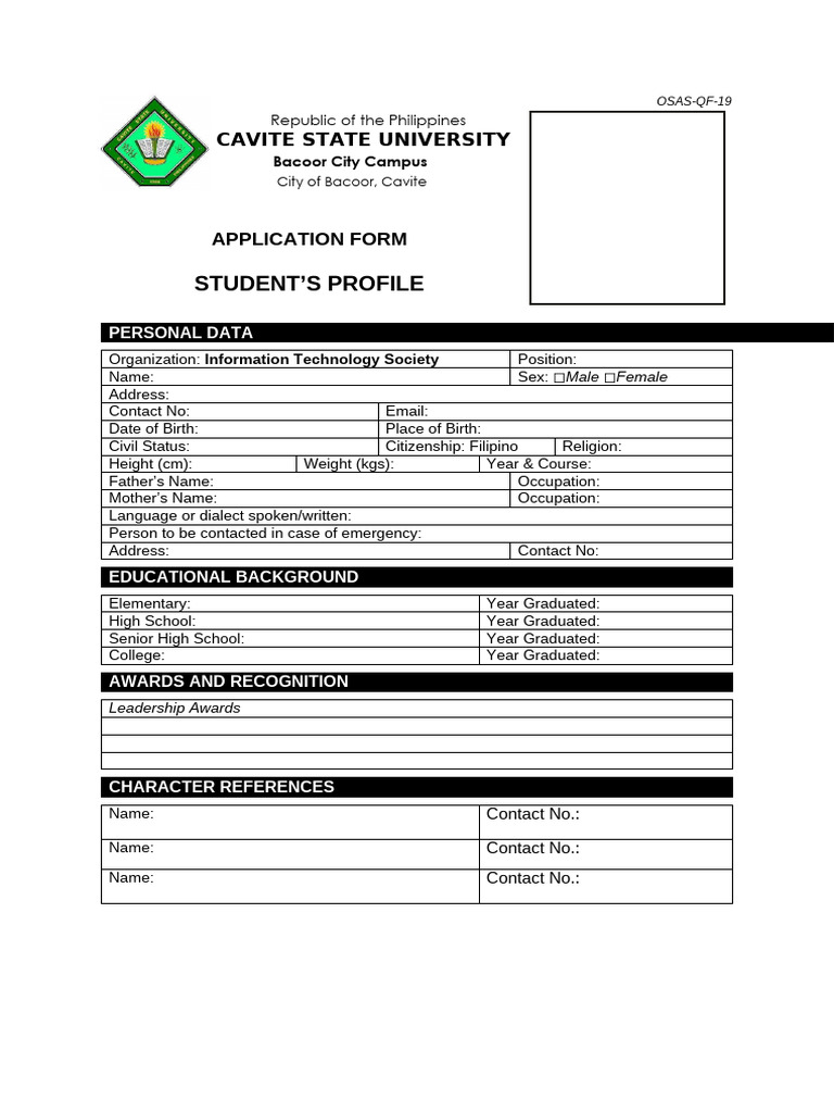 Student Biodata Application Form | PDF