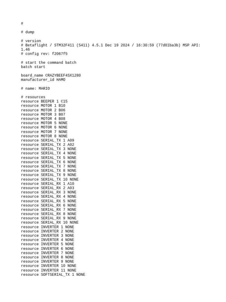Betaflight STM32F411 Configuration Dump | PDF