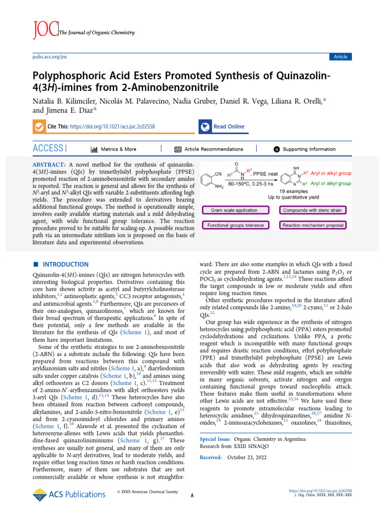Synthesis of Quinazolin-4(3H)-imines | PDF | Chemical Reactions | Amine