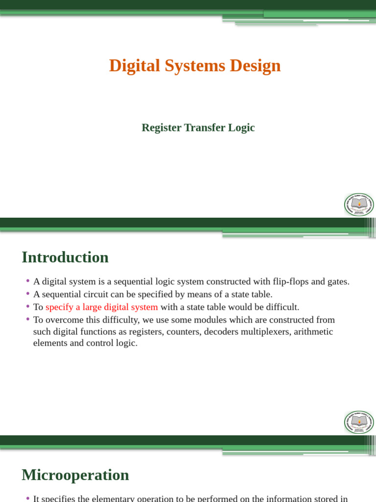 Digital Systems Design: Register Transfer Logic | PDF | Bit | Computer ...