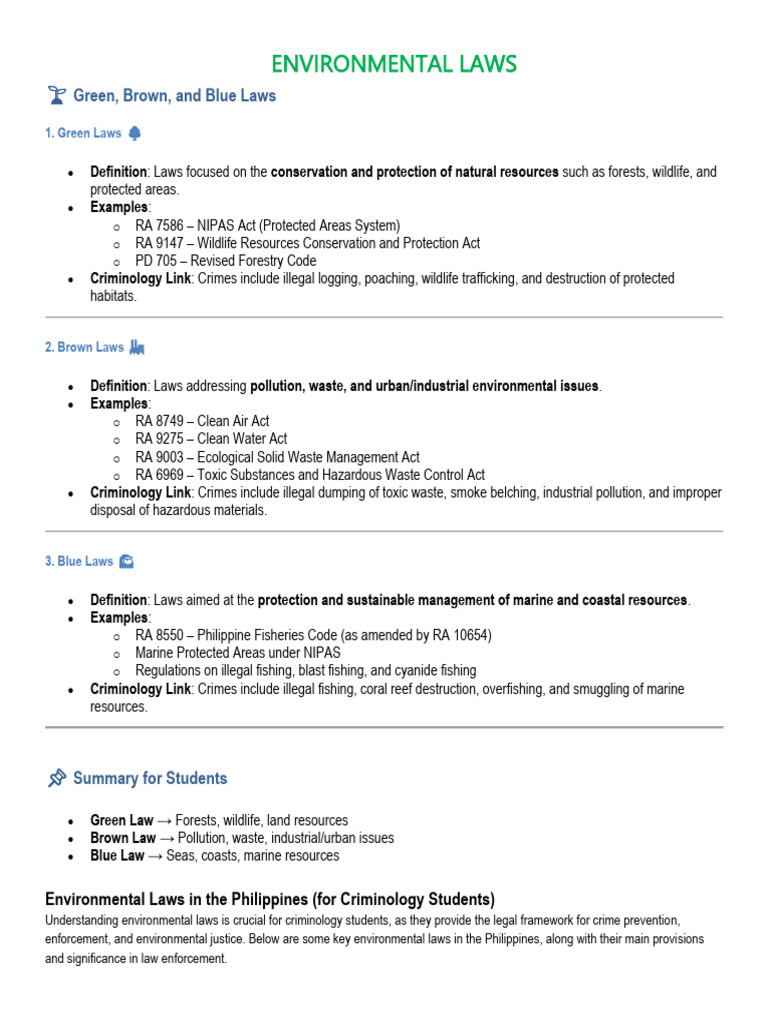 Overview of Brown Environmental Laws | PDF | Environmental Law | Waste ...