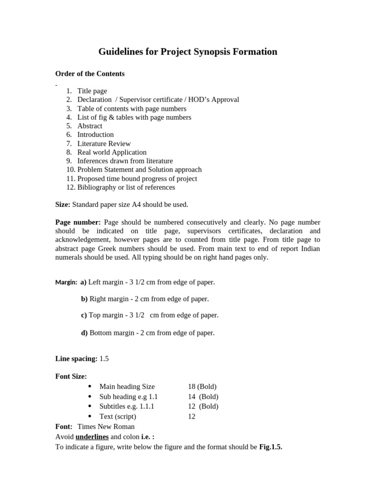 Project Synopsis Guidelines for MPCPS | PDF