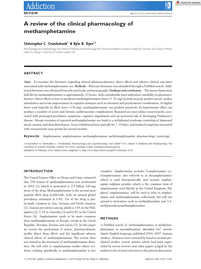 Clinical Pharmacology of Methamphetamine | PDF | Methamphetamine | Dopamine