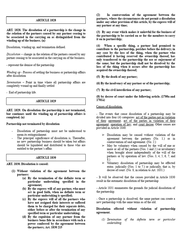 Partnership Dissolution Explained | PDF | Partnership | Liquidation